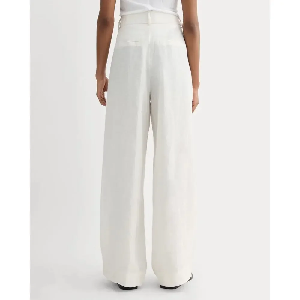 NWT Everlane The Linen Way-High Wide-Leg Drape Pant In Natural Birch Size 10